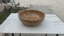 Noce travertine bathroom vessel sink polished undermount EGENTR1674 D16 H6 360 view