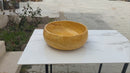 Golden Sienna travertine bathroom vessel sink polished EGEGSTR1673 D16 H6 360 view