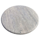 Silver Travertine Vein-cut Round Honed 2" Tabletop Coffee Table (D)36" (H)16" top view