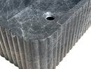 Sirius Black Marble Wall-mount Bathroom Sink Ribbed with 4" Backsplash (W)16" (L)20" (H)8" edge profile view