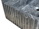 Sirius Black Marble Wall-mount Bathroom Sink Ribbed with 4" Backsplash (W)16" (L)20" (H)8" profile closeup view