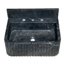Sirius Black Marble Wall-mount Bathroom Sink Ribbed with 4" Backsplash (W)16" (L)20" (H)8" side view