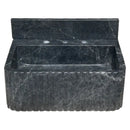 Sirius Black Marble Wall-mount Bathroom Sink Ribbed with 4" Backsplash (W)16" (L)20" (H)8" side view