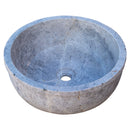 Sirius Silver Marble Natural Stone Above Vanity or Drop-in Bathroom Sink (D)16" (H)6" angle view