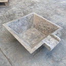 square cascade water bowl travertine for swimming pool accesory silver honed filled 23x27x8 angle view