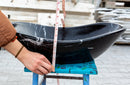 Toros Black Marble Above Vanity Gondola Design Bathroom Sink Polished (W)14" (L)24" (H)7" height measure view