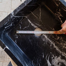 Toros Black Marble Rectangular Above Vanity Bathroom Sink (W)14.4" (L)20.3" (H)4.70" drain hole measure view