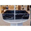 Toros Black Marble Rectangular Above Vanity Bathroom Sink (W)14.4" (L)20.3" (H)4.70" outside depth measure