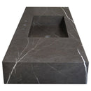Toros Black Marble Rectangular Wall-mount Bathroom Sink (W)20" (L)48" (H)6" side view