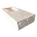 Troia Light Travertine Rustic Rectangular Wall-mount Bathroom Sink (W)16" (L)36" (H)10" angle view