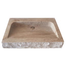 Troia Light Travertine Rustic Rectangular Wall-mount Bathroom Sink (W)16" (L)30" (H)5" Split-face front finish angle view