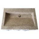 Troia Light Travertine Rustic Rectangular Wall-mount Bathroom Sink (W)16" (L)30" (H)5" Split-face front finish top view