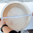 Troia Light Travertine Natural Stone Above Vanity Tapered Bathroom Sink (D)16" (H)6" diameter measure view