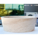 Troia Light Travertine Natural Stone Above Vanity Tapered Bathroom Sink (D)16" (H)6" side view