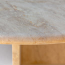 Troia Light Travertine Oval Shape Coffee Table Filled and Polished (W)24" (L)48" (H)16" profile view