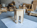 Troia Light Travertine Round End/Side Table U Shape Legs Unfilled, Honed (D)18" (H)20" side view