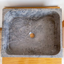 Tundra Gray Marble Farmhouse Rectangular Above Vanity Bathroom Sink (W)16" (L)19.5" (H)5" top view