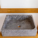 Tundra Gray Marble Farmhouse Rectangular Above Vanity Bathroom Sink (W)16" (L)19.5" (H)5" angle view