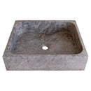 Tundra Gray Marble Farmhouse Rectangular Above Vanity Bathroom Sink (W)16" (L)19.5" (H)5" angle view