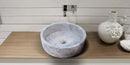 Natural Stone Tundra Grey Marble Above Vanity Bathroom Sink Polished (D)16.5" (H)6" installed bathroom above wooden counter