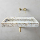 Calacatta Viola Gold Marble Wall-mount Bathroom Sink Horizontal Fluted (W)16" (W)36" (H)5" bathroom view