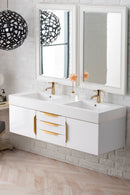 James Martin Columbia 59" Floating Double Bathroom Vanity, Glossy White
