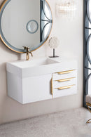 James Martin Columbia 36" Floating Single Bathroom Vanity, Glossy White