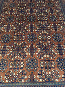 Hand-Knotted Afghani Bukharayi Rug | 6'7" x 10' Wool Area Carpet – Traditional Geometric Design