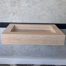 Custom Travertine Sink, Handmade Custom Beige Travertine Sink, Vein Cut Travertine Vanity (TR-66)