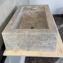 Custom Marble Sink, Handmade Custom Tundra Grey Marble Sink, Marble Vanity Top Sink, Sink For Bathroom, Marble Vessel Sink,Marble Countertop (NS-066)