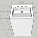 Custom Handcrafted Pedestal Porcelain Sink, Freestanding Blue Porcelain Integrated Sink, Bathroom Sink, Powder Room Sink, Marble Look Sink (ES-170)