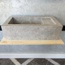 Custom Marble Sink, Handmade Custom Tundra Grey Marble Sink, Marble Vanity Top Sink, Sink For Bathroom, Marble Vessel Sink,Marble Countertop (NS-066)