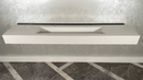 Custom White Quartz Large Bathroom Trough Sink: Wall Mount Vanity (QU-95)