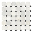 Arabescato Carrara Octagon 12" x 12" Honed Marble Mesh-Mounted Mosaic Tile 2" Octagon- MSI Collection