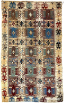 Reyhanli Anatolian 19th C Antique One Of A Kind Kilim Rug 5’ x 8’3”