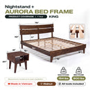[Buy 1 Get 1] Aurora Solid Wood Bed Frame & Nightstand
