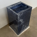 Custom Handcrafted Pedestal Porcelain Sink, Freestanding Blue Porcelain Integrated Sink, Bathroom Sink, Powder Room Sink, Marble Look Sink (ES-170)