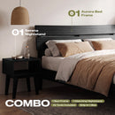 [Buy 1 Get 1] Aurora Solid Wood Bed Frame & Nightstand