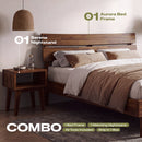 [Buy 1 Get 1] Aurora Solid Wood Bed Frame & Nightstand