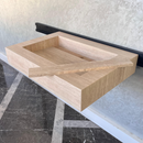 Custom Travertine Sink, Handmade Custom Beige Travertine Sink, Vein Cut Travertine Vanity (TR-66)