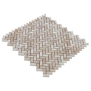 1x2 herringbone travertine mosaics tumbled on 12x12 mesh 15260612 4 tiles angle view