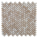 1x2 herringbone travertine mosaics tumbled on 12x12 mesh 15260612 4 tiles top view