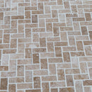 1x2 herringbone travertine mosaics tumbled on 12x12 mesh 15260612 grouted angle view