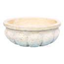 Light Travertine Pumpkin Shaped Vessel Sink Handcrafted 16x6 Inches