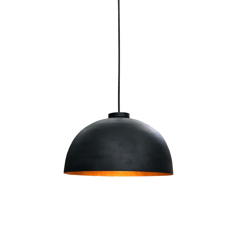 Copper Hanging Light, Black Dome Pendant Lamp, Kitchen Pendant Light.