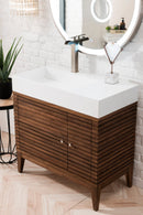 James Martin Linear 36" Single Bathroom Vanity, Mid-Century Walnut