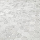 Carrara White Hexagon 12"x12" Polished Marble Mesh-Mounted Mosaic Floor and Wall Tile 2" Hexagon -MSI Collection