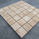 Patara 12" x 12" Polished Travertine Mesh-Mounted Mosaic Tile