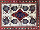 Hand-Knotted Afghani Kazak Wool Rug - 4'8" x 7'2"