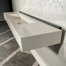 Custom White Quartz Large Bathroom Trough Sink: Wall Mount Vanity (QU-95)